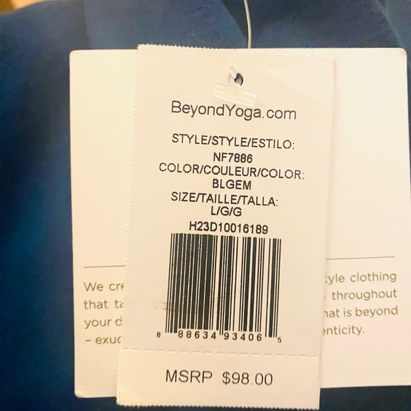 Beyond Yoga Luxe Fleece Uplift Cropped Pullover Sweatshirt Blue Gem Large NWT - Picture 9 of 11